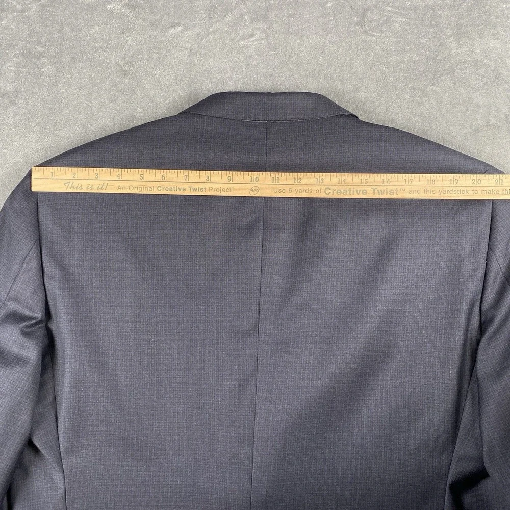 Peter Millar Blazer Mens 48R Blue Grey Wool Check Sport Coat Jacket Union *READ*